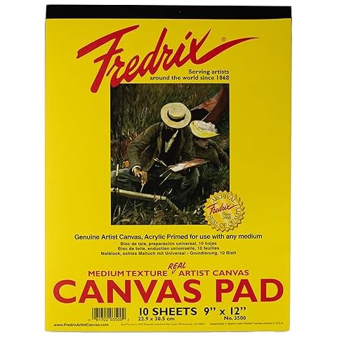 Fredrix 3500 White Canvas Pads, 9x12-Inch Cover
