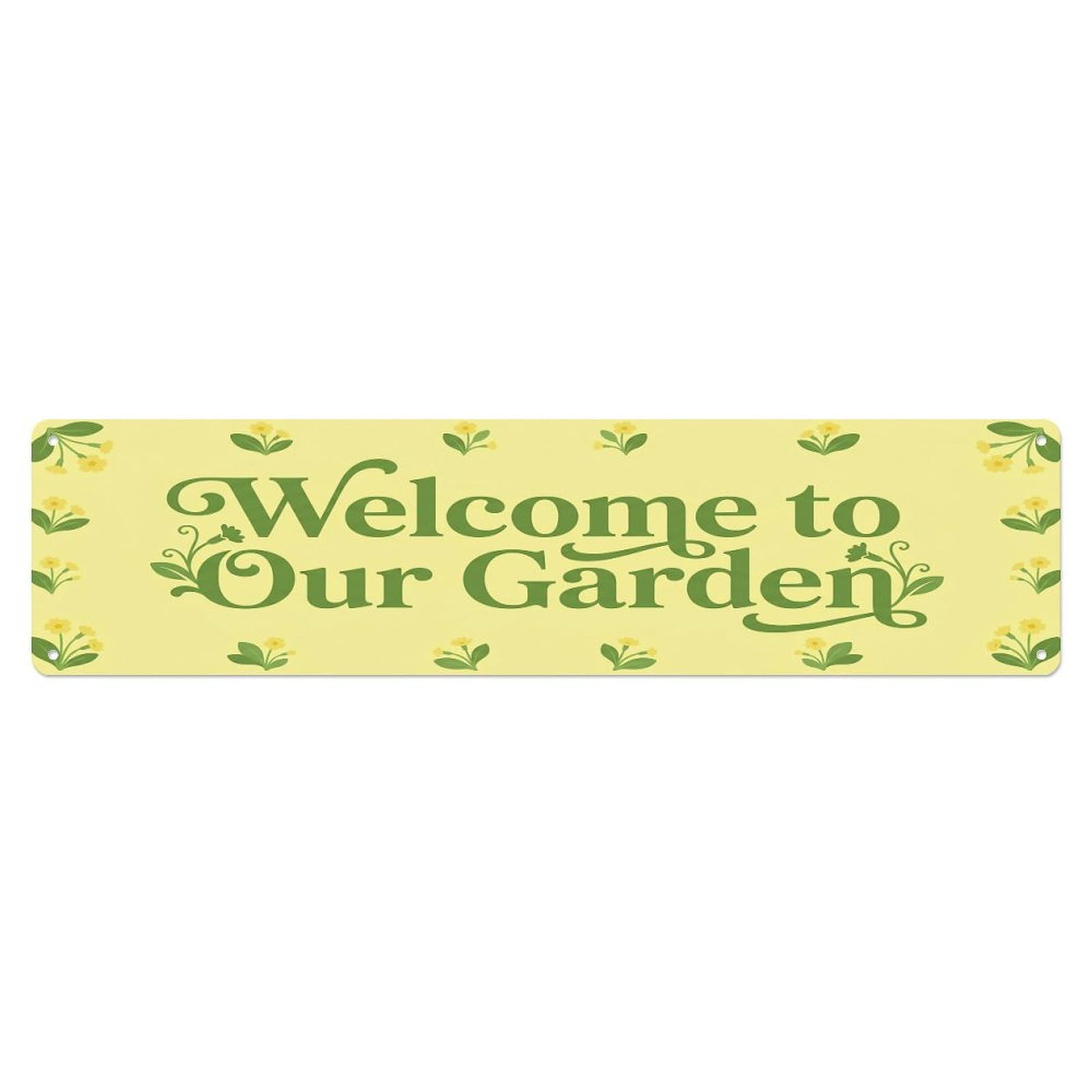 Vintage Welcome to Our Garden Primrose Metal Tin Sign