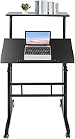 Vista 1 de Escritorio móvil de pie para computadora, estación de trabajo con ruedas universales, altura ajustable, doble panel inclinable, carrito