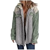 QI_LIANG Mantel Damen Tailliert Langarm Wandern Jacken Farbblock Mit Taschen Kapuzen Warm Jacken Frauenkleidern Kapuzen Basic Neujahrs Cord Grau