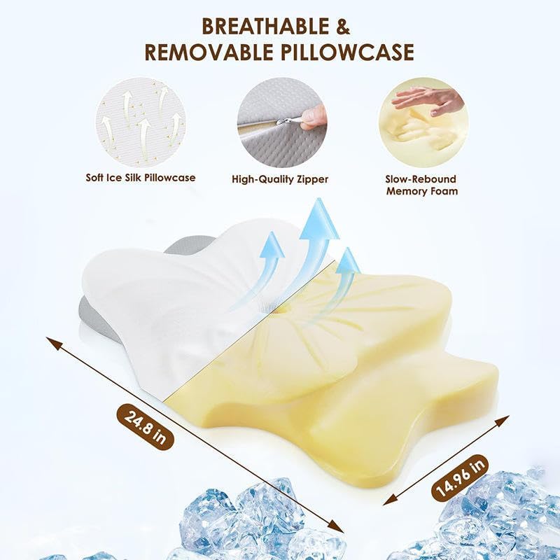 Miniatura 6 de Almohada cervical de espuma viscoelástica  Almohada ortopédica de apoyo para el cuello para aliviar el dolor, almohada ergonómica ajustable para