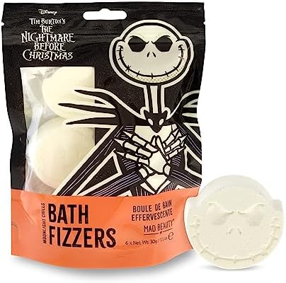 MAD BEAUTY Disney Nightmare Before Christmas Pack of Bath Fizzers, Jack Inspired Bath Fizzers, Pomegranate Fragrance, Nourishing, Great Self-Care Gift