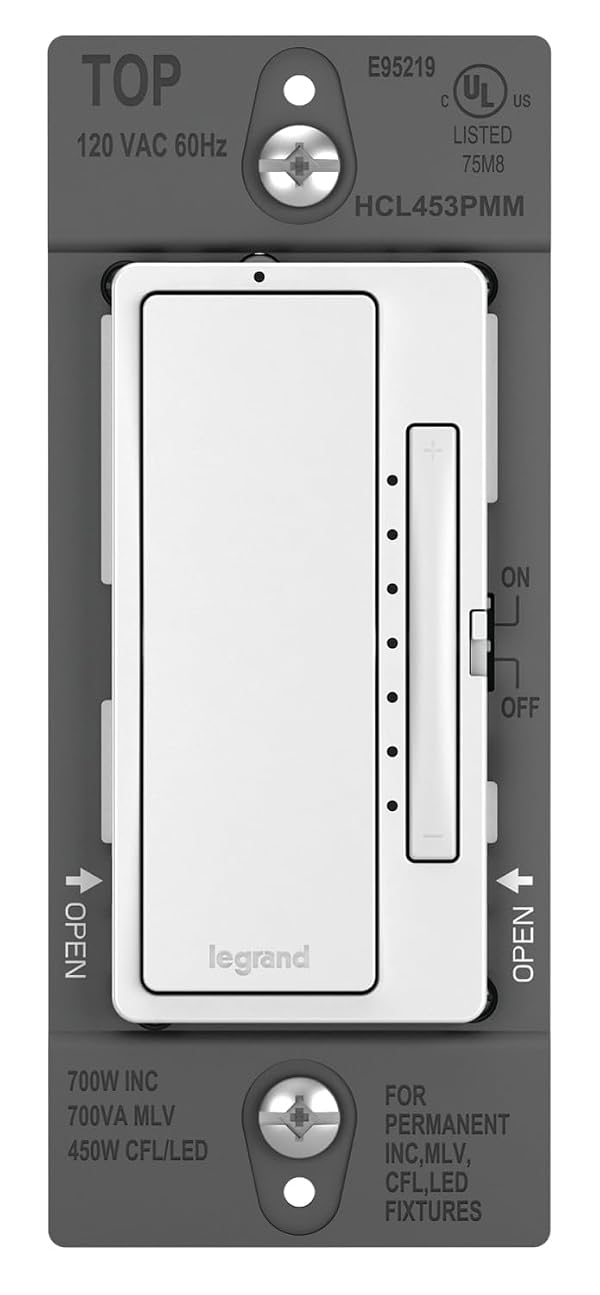 Legrand Radiant Multi-Location Master Dimmer Light Switch, Ambient & Mood Lighting Control, HCL453PMMW, 3-Way, White by Legrand - Used condition - US$17.88