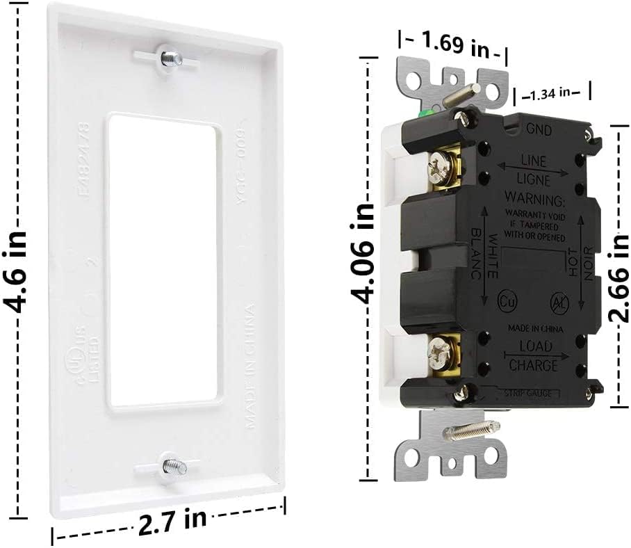Miniatura 6 de Juego de 5 tomacorrientes GFCI de 20 amperios, certificación UL, autocomprobación, indicador LED, resistente a manipulaciones, resistente a la
