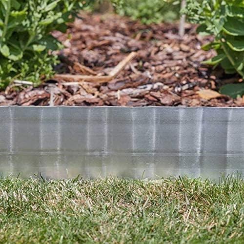 Garden Mile - 5M Metal Garden Border Edging - Heavy Duty Galvanised Steel Garden Edge - Rust Resistant Border Edging for Garden - Weather Resistant (15cm x 5m)
