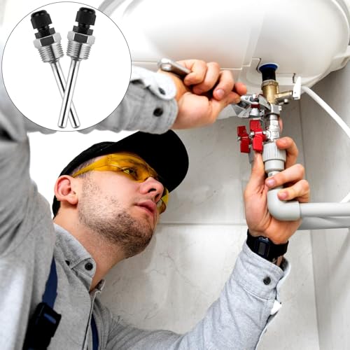 TXXATX 8x250 mm Tauchhülse Tauchschutzrohre für Thermoelemente 2 Stück Schutzrohr für Temperaturfühler Edelstahl Tauchhülse Gewinde Thermowell Tauchhülse für Temperatursensor Solarwarmwasserbereiter