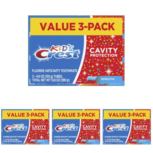 Image of Crest Kid's Cavity Protection Toothpaste, Crest KidsToothpaste, for Children and Toddlers 2+, Sparkle Fun, ToothpasteFor Kids, Packaging May Vary 4.6 Ounce (Pack of 12)