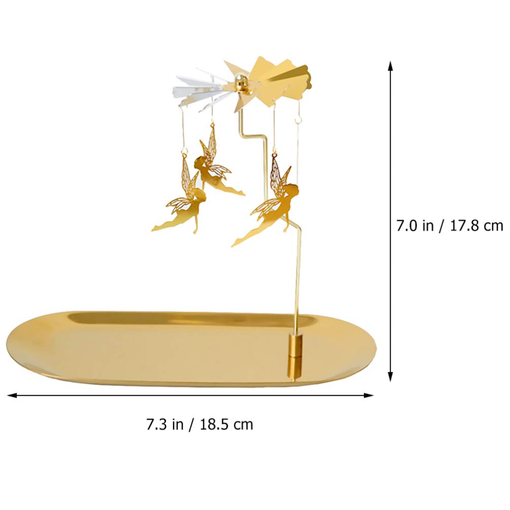 Minkissy Wedding Table Decor Wedding Table Decor 1 Set Christmas Candle Holder, Metal Rotating Candle Holder Without Candle for Home Christmas Decoration (Golden) Carousel Candle Holder