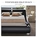 SHA CERLIN Queen Size Upholstered Bed Frame, Deluxe Low Profile Sleigh Bed with Faux Leather Ergonomics Headboard, No Box Spring Needed & Easy Assembly, Black