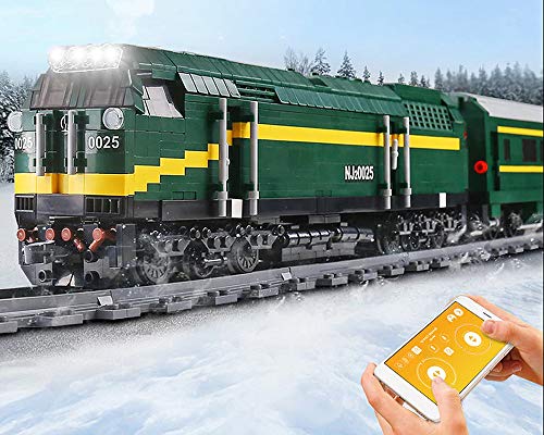 Brigamo Bouwstenen trein op afstand bestuurbare diesellocomotief met motor, servo & 2,4 GHz afstandsbediening en rails… - Image 4