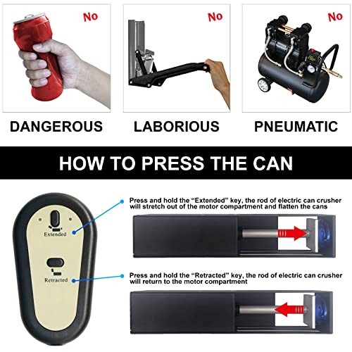 Yotan Electric Can Crusher, 12Oz&16Oz Metal Aluminum Can Crushers For Recycling, Trash Compactor For Aluminum Seltzer, Soda Beer, Cola Cans And Plastic Water Bottle, Heavy-Duty Smasher (Black) #TOP6
