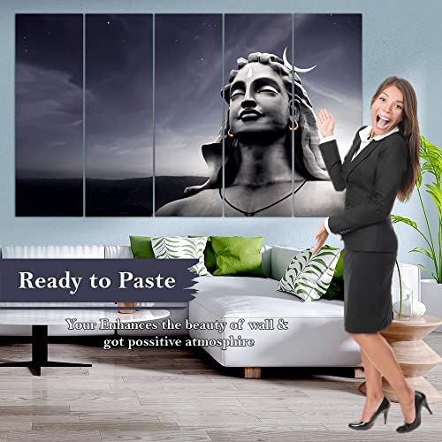 Image of Maxstone Adiyogi Shiva Shiv Shivji Bholebaba Mahadev Wall Painting for Living Room, Bedroom, Office, Hotels,Drawing Room Wooden Framed Digital Painting (30x60 inch) M1370