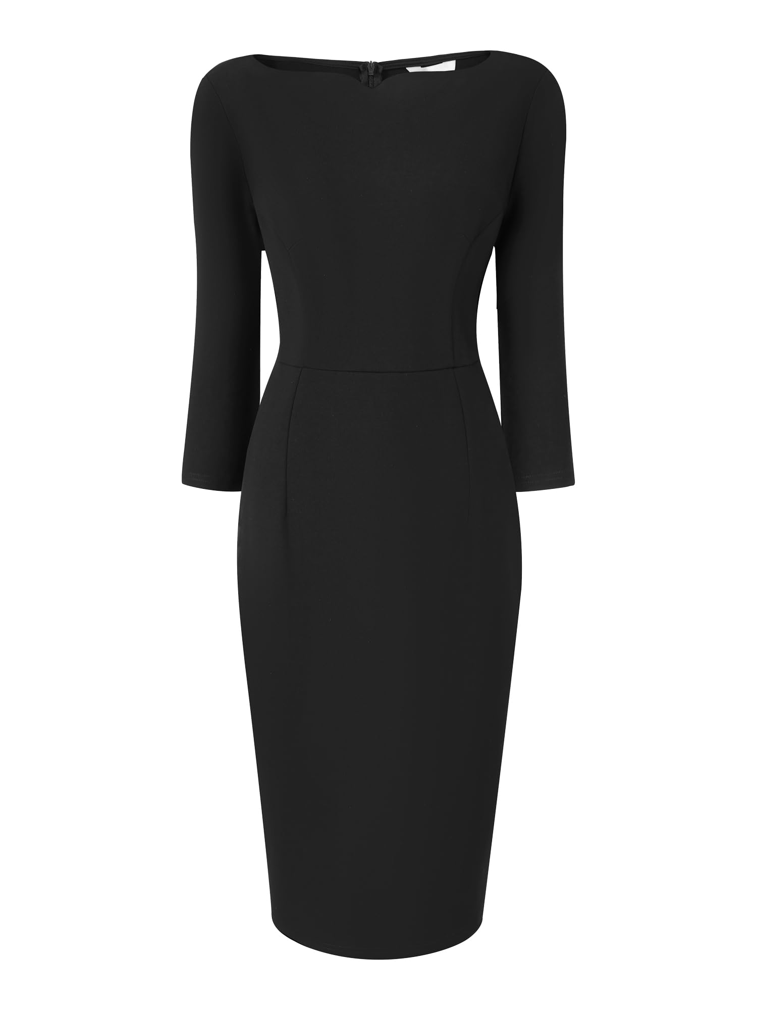 Womens 3 4 Sleeve Pencil Dress Boat Neck Elegant Wear to Work Midi Sheath Dresses