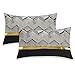 JOTOM Lot de 2 Housse de Coussin Fil d'or Ondulé Décoratif Taie d'oreiller Polyester Maison Salon Canapé Chambre (30x50cm, Noir)