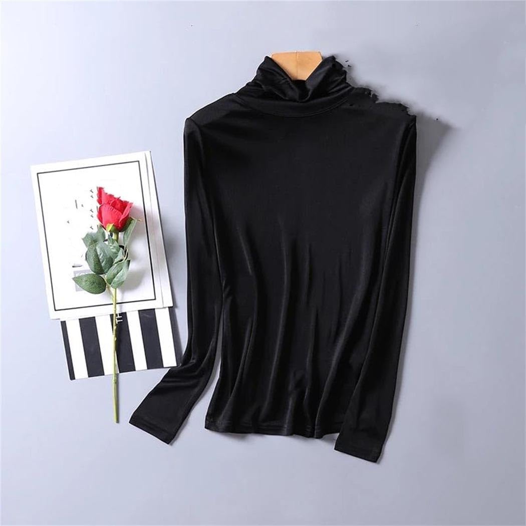 Women's Silk Thermal Underwear Top Winter Second Skin Warm Inner Wear Basic Base Layer Shirt