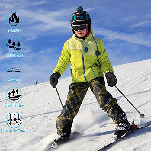 Cevapro Winter Gloves for Kids Mittens Warm Snow Gloves Waterproof Touchscreen Gloves for Boys,Girls - Thumbnail 3