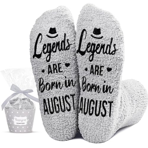 HAPPYPOP August Birthday Gifts - Legends Are Born in August Gifts Bday Dad Socks