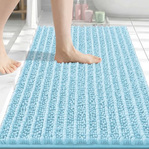 Image of Arotive Luxury Bathroom Rugs 30x20, Extra Soft Thick Absorbent Shaggy Chenille Bath Rugs, Machine Wash Dry, Bath Mats for Bathroom Floor, Tub and Shower, Home Decor Accessories, Blue