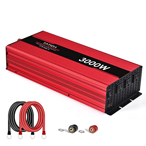 Flash Sale 3000 watt Power Inverter 3000W Modified Sine Wave Inverter with 3 AC Outlets Converter DC 12V in to AC 110V Out for Car RV Truck Boat(Red) Hottest Sale 3000 watt Power Inverter 3000W Modified Sine Wave Inverter with 3 AC Outlets Converter DC 12V in to AC 110V Out for Car RV Truck Boat(Red)
