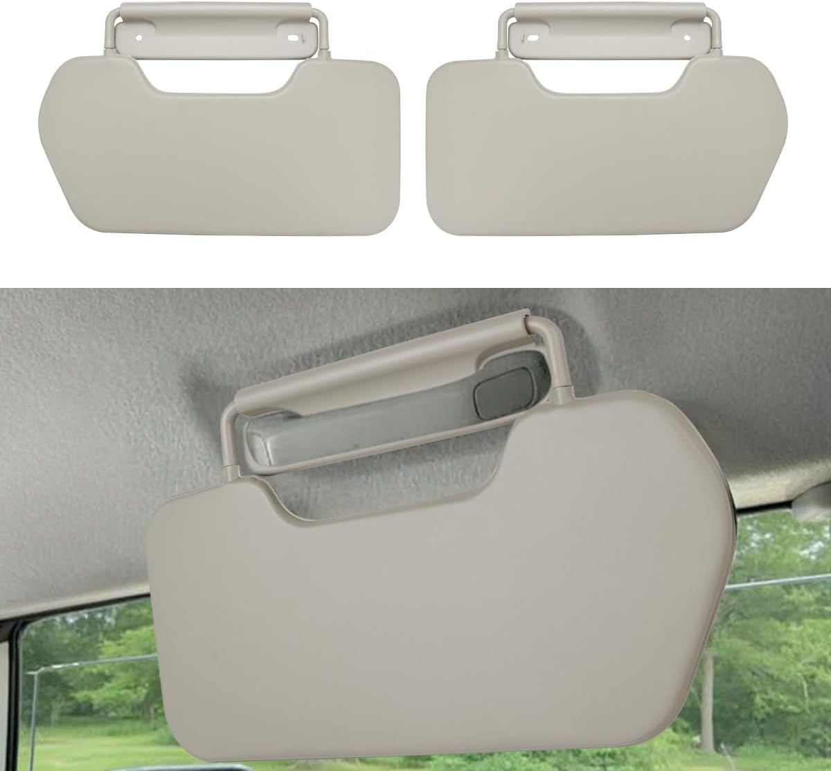 INTGET Upgraded Pair Side Sun Visors for Toyota FJ Cruiser Accessories 2006-2016 Beige Leather Left & Right Car Inner Door Side Sun Protection (Beige, 2PCS)