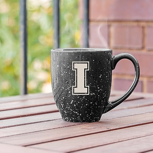 Image of Rico Industries NCAA Idaho Vandals Black Personalized 16 oz Team Color Laser Engraved Speckled Ceramic Coffee Mug
