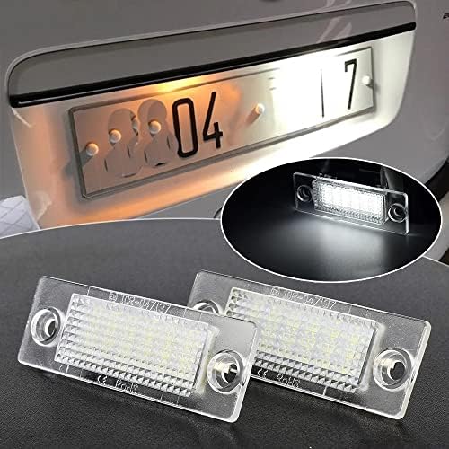 Aiyomi License Number Plate Light LED Rear Number Plate Light For VW T5 Caddy Golf Jetta Pa-ss-at Skoda 6000K Xenon White 2Pcs