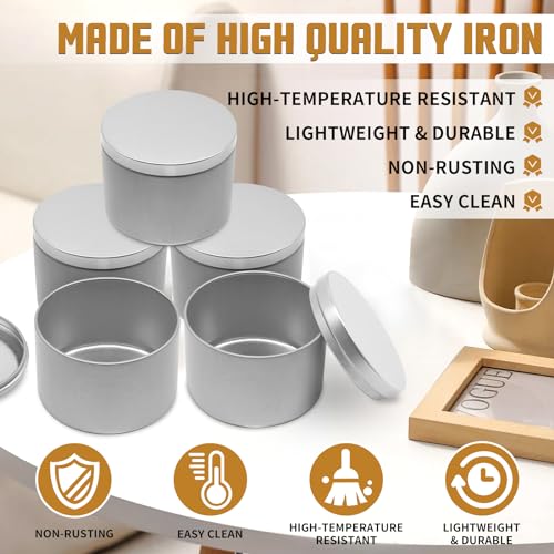 YJHSS 24-Pack 8oz Candle Tins with Lids, Metal Candle Jars for Candle Making, Empty Containers Vessels Bulk for Small Business & Beginners DIY Storage -Silver by YJHSS - Used condition - Image 3