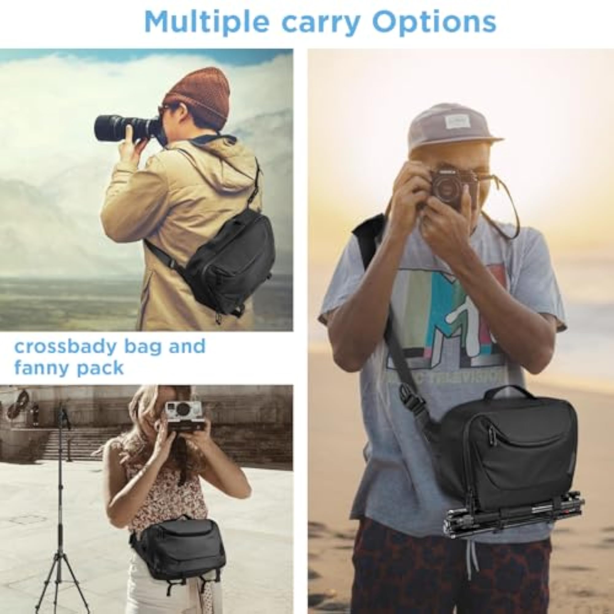 Waterproof Camera Sling Bag with Tripod Holder