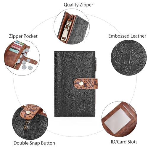 Image of GOIACII Women's Wallet RFID Blocking Leather Trifold Credit Card Holder
