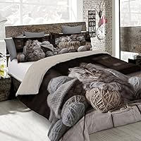 Italian Bed Linen "Goodnight Parure Housse De Couette Impression Numérique, Microfibre, Manhattan, Lit Double