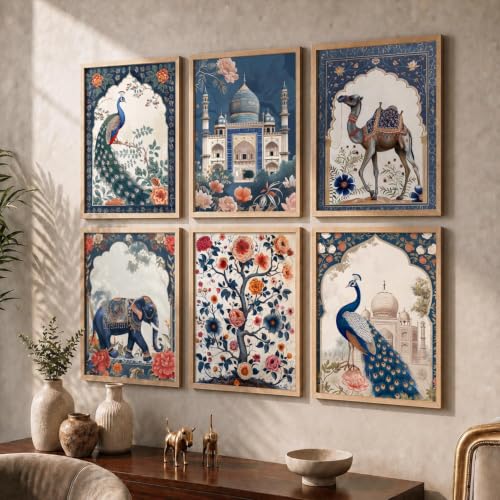 Image of kotart MadhubaniTheme Digital Painting for Wall Decoration - Wall Art Prints for Living Room Bedroom Office, living room Decor, wall hanging frames - (13x17 inch, E)