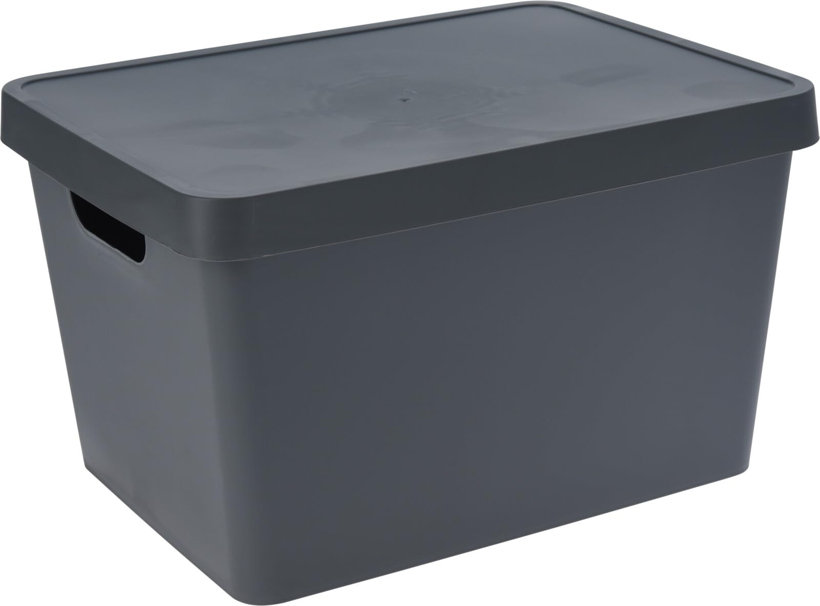 Muddy Hands Plastic Storage Box with Lid Home Kitchen Bedroom Bathroom Office Stackable Lidded Basket Container (Dark Grey, 17 Litre)