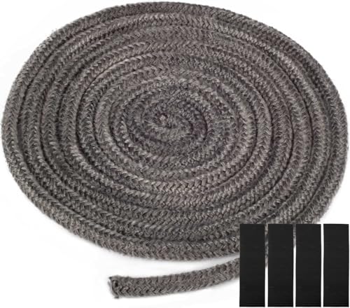 YOCCEK Ofendichtschnur Ofendichtung Kamindichtung Feuerfest Glasfaserschnur Türdichtung für Kaminofen Kamin Smoker Grill Rohrisolation Revisionsklappen Abdichten ( 6mm x 2.5m)