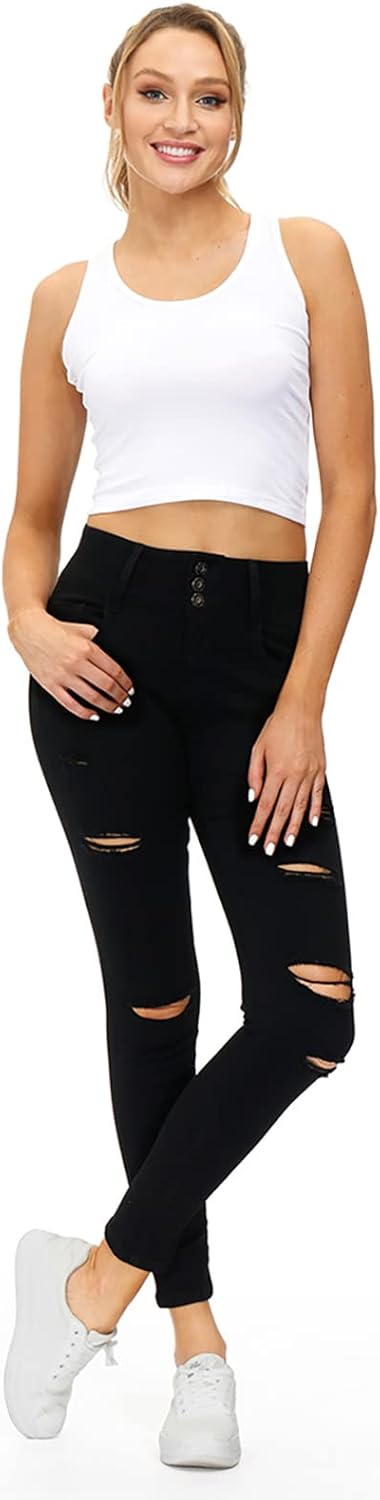 Qazel Vorrlon Women's High Waisted Jeans for Women Ripped Skinny Stretch Distressed Jeans High Rise Butt Lifting Demin Pants - Image 3