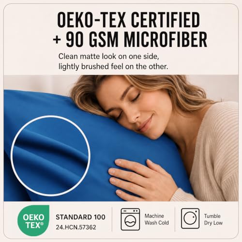 Image of CozyLux 6-Piece King Size Sheet Set, Fits 18-21 Inch Mattresses, Oeko-TEX | 4 Pillowcases, 1 Flat Sheet and 1 Fitted Sheet with All-Around Elastic and 21-Inch Deep Pocket for a Secure Fit, Classic Blue