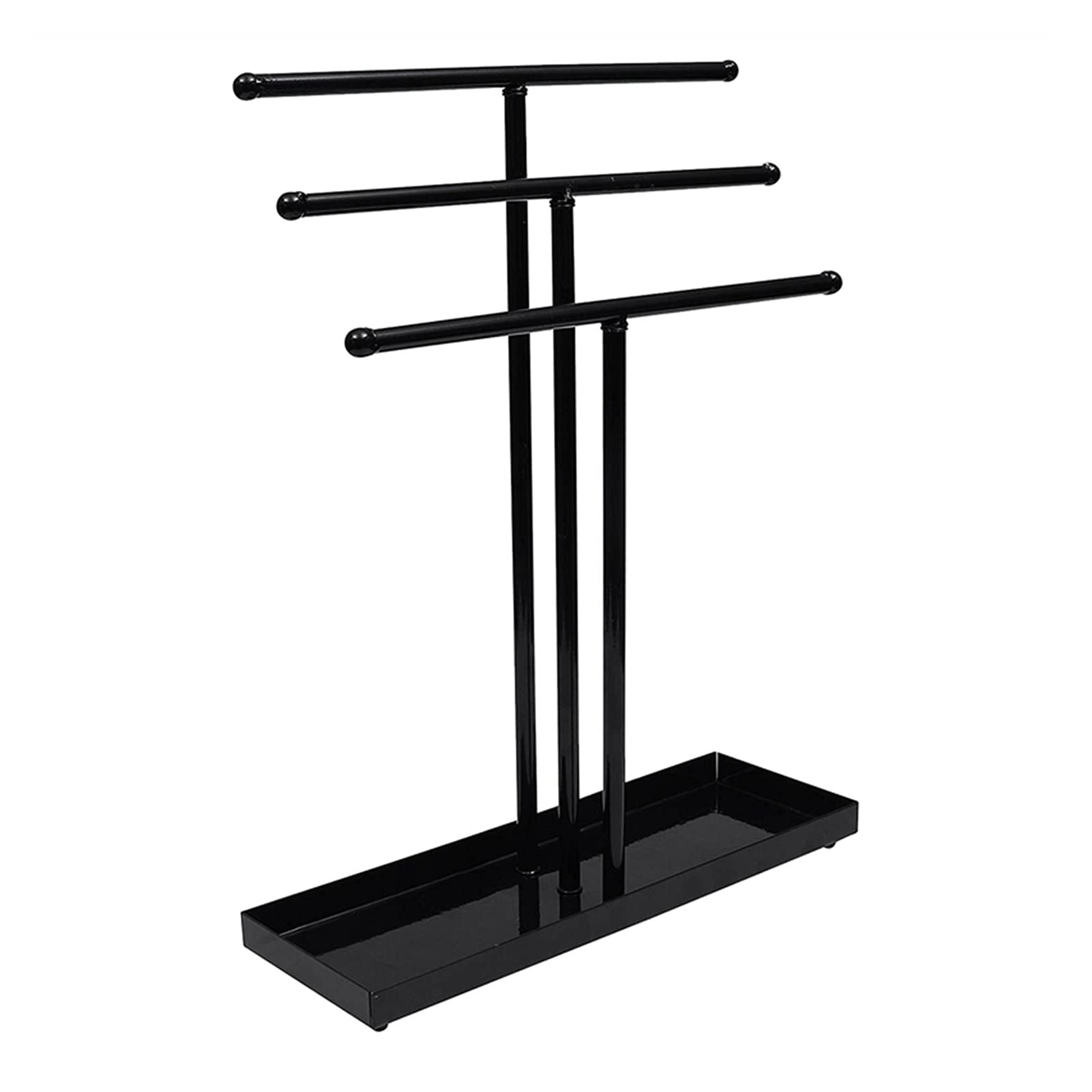 Dubtedhou Black Jewelry Display Racks,Jewellery Organiser Stand, Jewelry Organizer Stand 3 Tier Tabletop Bracelet Rings Watches Necklace Display With Tray Earring Necklace Bracelet Storage Rack(Black)