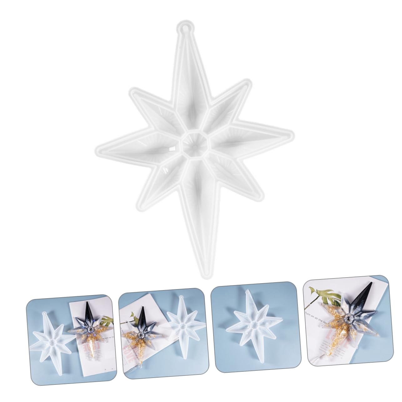 Gadpiparty 1pezzi Stampo in Silicone Per Ciondolo Targhetta Design Stella a 8 Punte Stampo Per Modellatura Fai Da Te in Resina Epossidica Di Cristallo Antiaderente e Facile Da Pulire