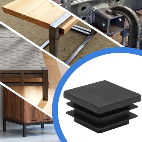 Image of Litoexpe 32 Pack 1-1 /4 Inch Square Plastic Plug, Black Tubing End Caps Plugs Insert End Caps for Square Tube and Furniture Legs