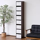 山善(YAMAZEN) 本棚 大容量 スリム 8段 【全体耐荷重90㎏】 幅30.5×奥行39.5×高さ184cm 転倒防止ベルト 可動棚 漫画 コミック 収納 ラック 組立品 ウォルナット CRB-1830(WL)