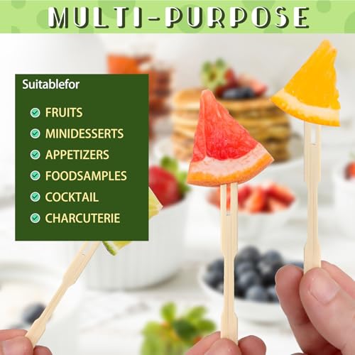 UPlama 600Pcs Bamboo Forks,Wooden Appetizer Forks for Appetizer, Cocktail, Fruit, Pastry, Dessert, 3.4inch