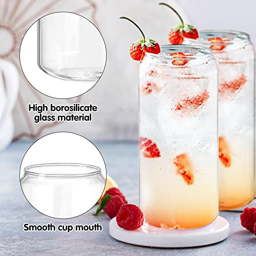 Eflying 4 Pack 20 Oz Beer Can Glass With Bamboo Lid & Straw Regular Mouth Can Shaped Clear Drinking Glass Soda Coke Cans Tumbler Beer Glasses Set Of 4 Reusable Coffee Milktea Cup For Hot & Cold Drinks #TOP2