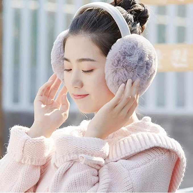 Image of Girl Winter Earmuffs Outdoor Wear Soft Faux Fur Plush Ear Warmer Minnie Design Windproof Woolen Warm Ear Muff Men & Women (Freesize)
