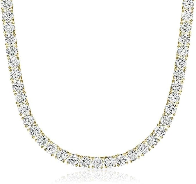 Tennis Necklace for Women, Tennis Chain For Men, Iced Out Diamond Silver Gold Cubic Zirconia Necklaces CZ Choker,Chunky Long Gold Necklace for Women Sizes 16" to Sizes 24"