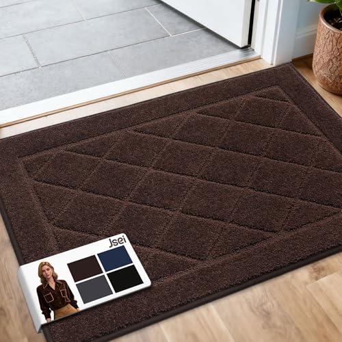 JSEI Dirt Trapper Door Mat 24"x36", Non-Slip Washable Entryway Mats, Dog Door Mat, Stain Resistant and Absorbent Floor Mats, Low Profile Welcome Mat f