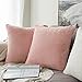 MIULEE Pack of 2 Decorative Throw Pillow Covers Luxury Soft Faux Rabbit Fur Warm Square Cushion Cases for Sofa Bedroom Living Room 18 x 18 Inch Pink