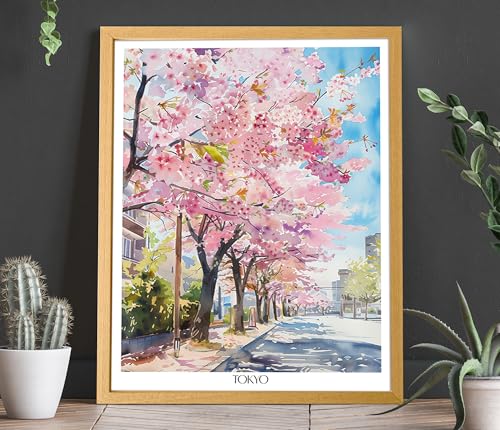 Paysage printanier tranquille Tokyo affiche murale zen