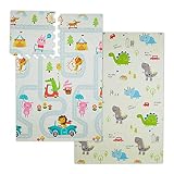 Relaxdays Alfombra Puzle Bebé, Gomaespuma, 120x175cm, Dinosaurios + Alfabeto/Animales, Colchoneta sin Sustancias Nocivas, EVA, Multicolor, Set de 6