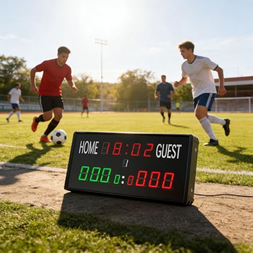 Marcador digital de fútbol LED con temporizador y control remoto miniatura 4