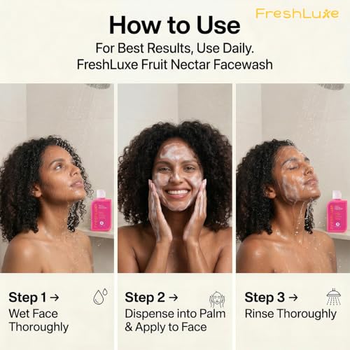 Image of Fruit Nectar Face Wash for Men & Women - 100ml (Pack of 2) | With Apple, Papaya & Turmeric | Vitamin C Face Wash for Pigmentation, Glowing, Hydrated & Even Skin Tone | SLS & Paraben Free