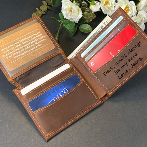 Personalized Christmas Gifts, Wallet For Men, Engraved Name Wallet, Fathers Day Gifts For Dad Husband, Custom Deer Leather Men Wallet3